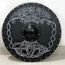 Black Viking Round Shield | Wearable 22" Wood