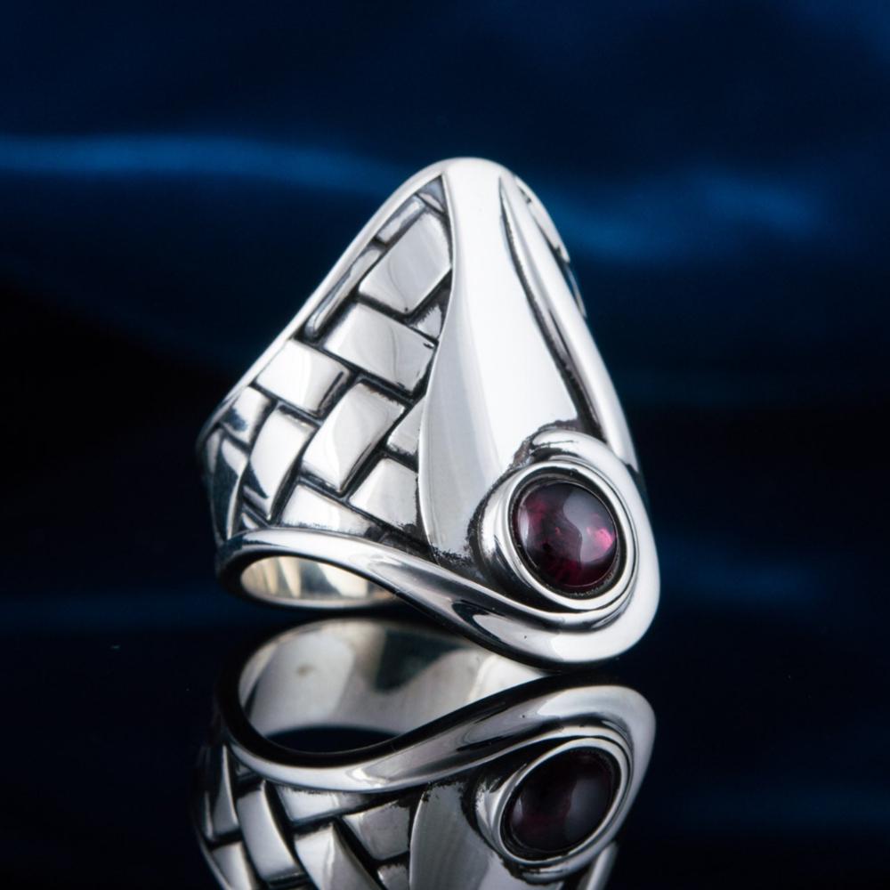 Boho Fashion Ring with Gem Sterling Silver Handmade Jewelry-1