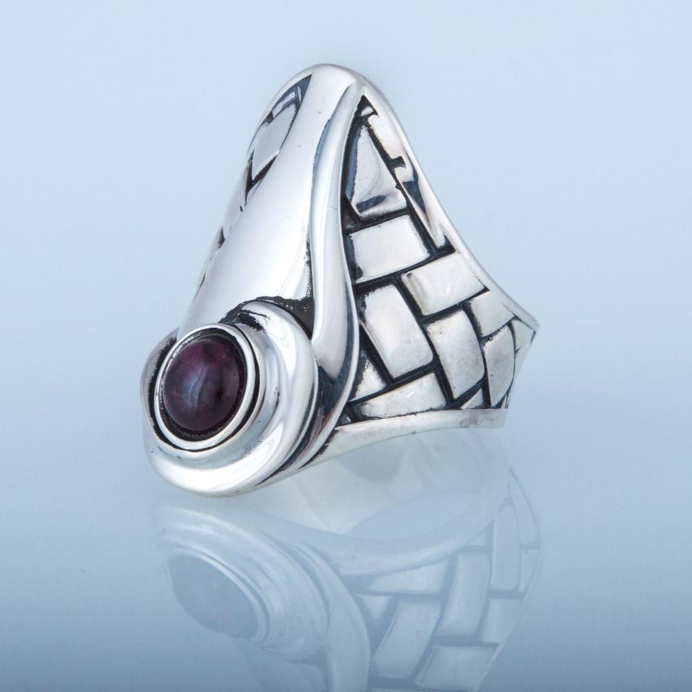 Boho Fashion Ring with Gem Sterling Silver Handmade Jewelry-2