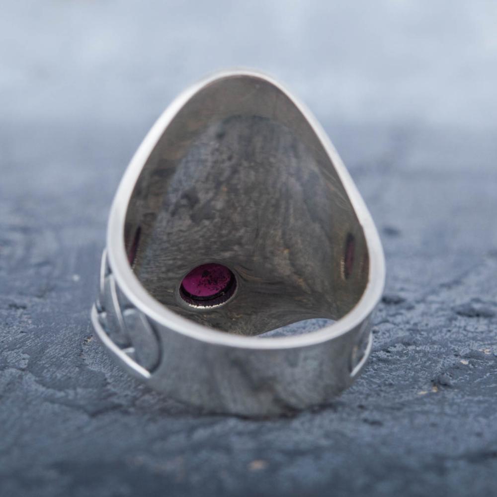 Boho Fashion Ring with Gem Sterling Silver Handmade Jewelry-3