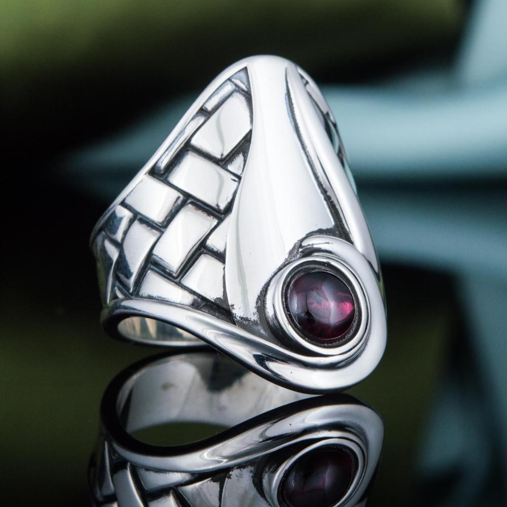 Boho Fashion Ring with Gem Sterling Silver Handmade Jewelry-6