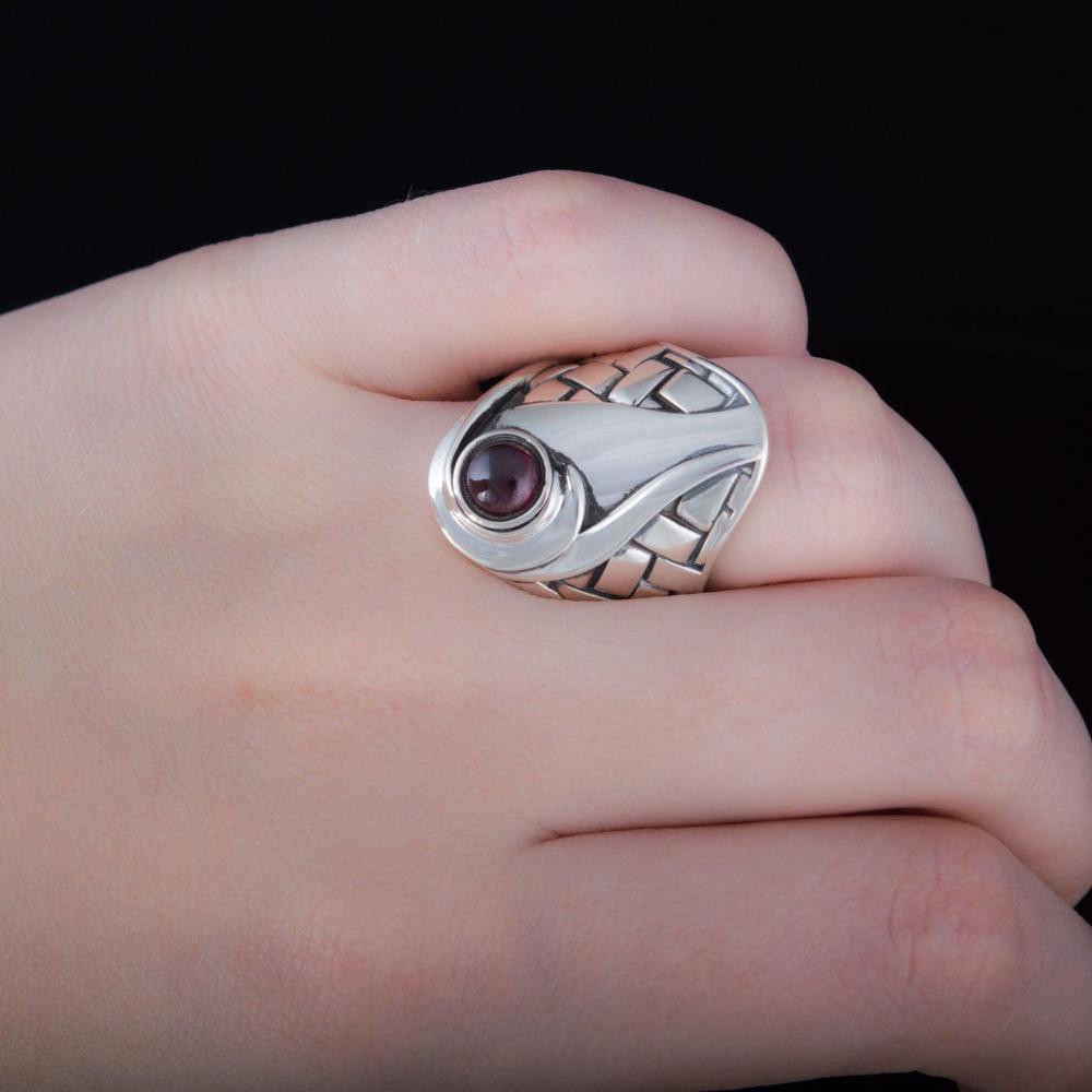 Boho Fashion Ring with Gem Sterling Silver Handmade Jewelry-8