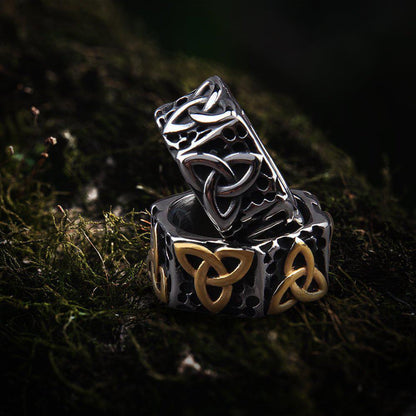 Bold Geometric Triquetra Viking Ring