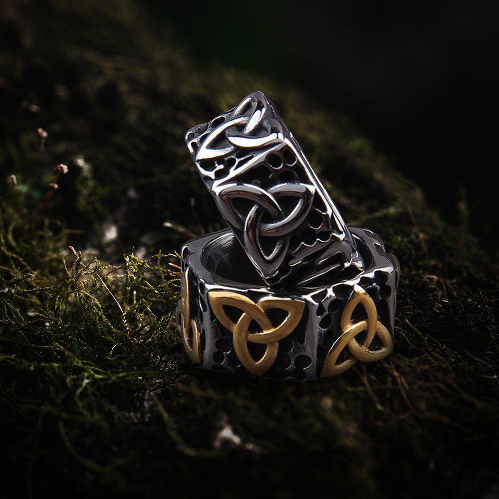 Bold Geometric Triquetra Viking Ring