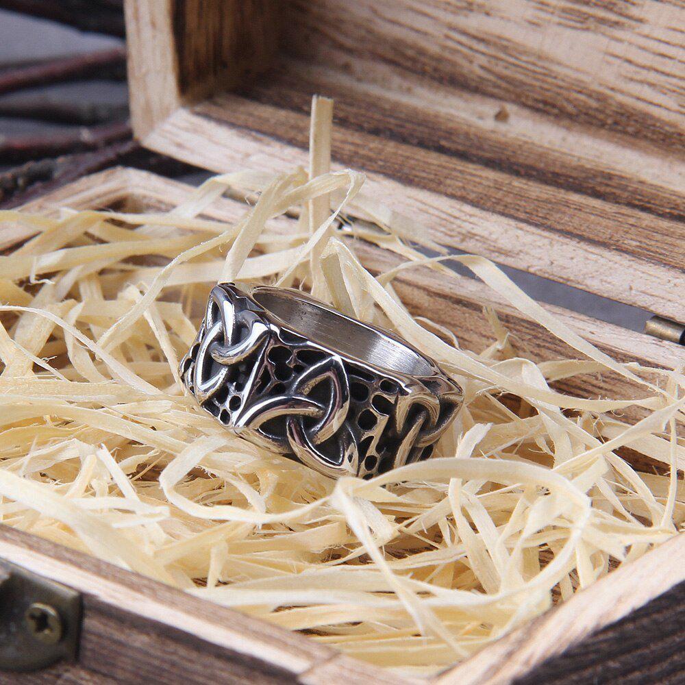 Bold Geometric Triquetra Viking Ring