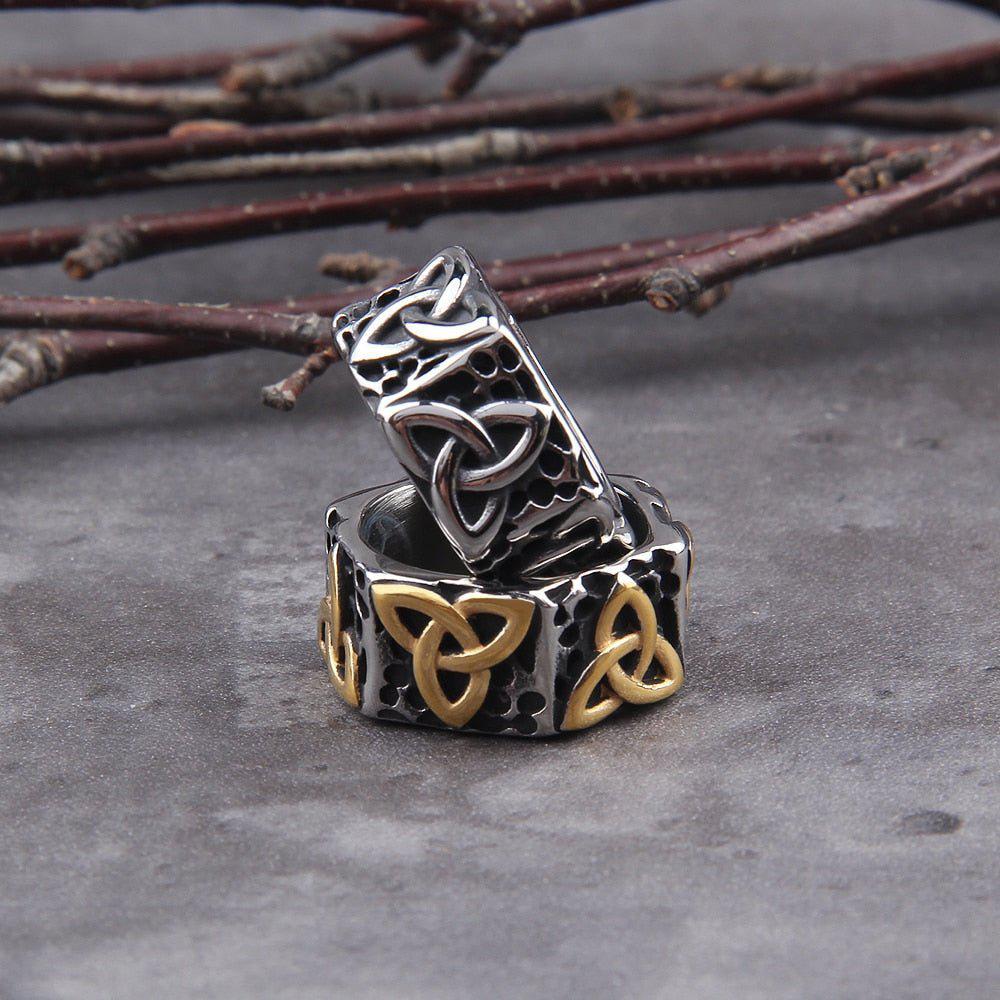 Bold Geometric Triquetra Viking Ring