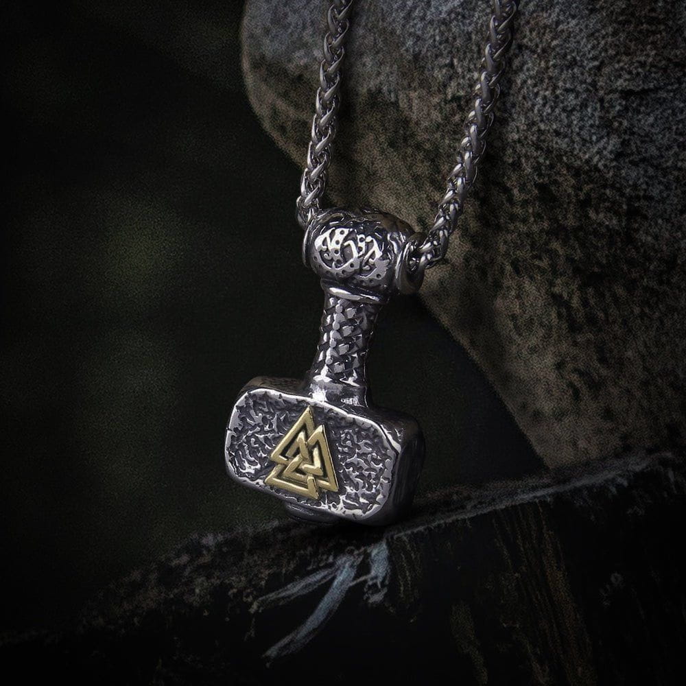 Bold Triquetra Warhammer Thor's Hammer Mjolnir Pendant Necklace