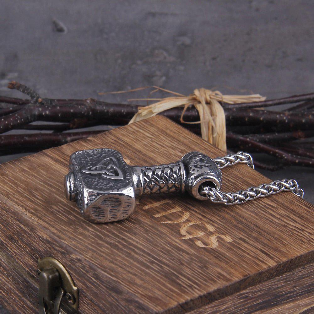 Bold Triquetra Warhammer Thor's Hammer Mjolnir Pendant Necklace