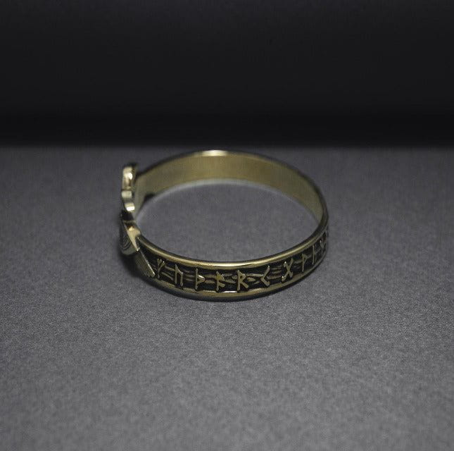 Bronze Viking Odins Ravens Runic Bracelet-6