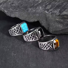 Celtic Knot Stainless Steel Ring with Stone