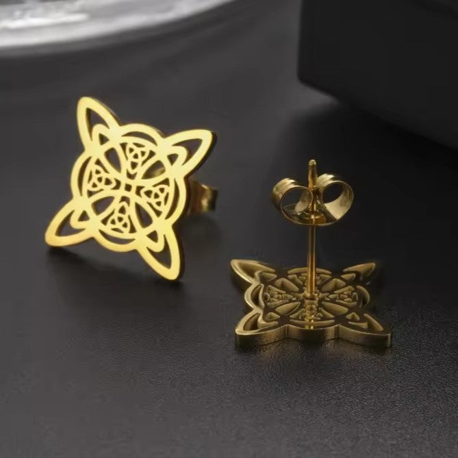 Celtic Knot Star Stud Earrings in Stainless Steel