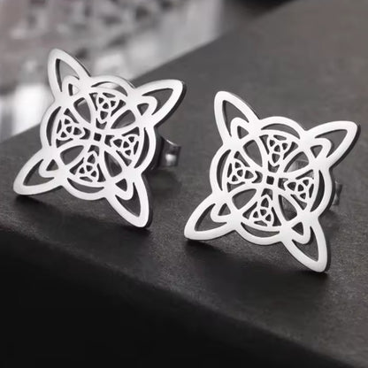 Celtic Knot Star Stud Earrings in Stainless Steel