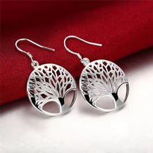 Celtic Tree of Life Round Drop Earrings in Sterling Silver