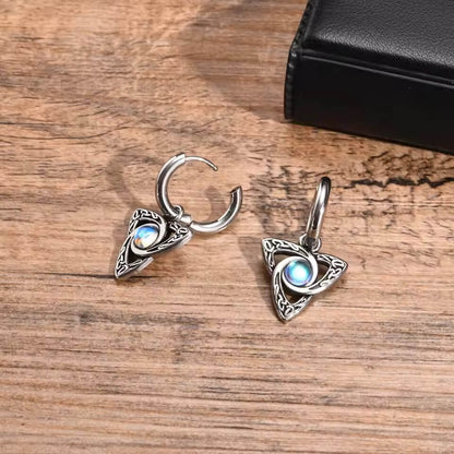 Celtic Trinity Knot Drop Earrings with Stone Center