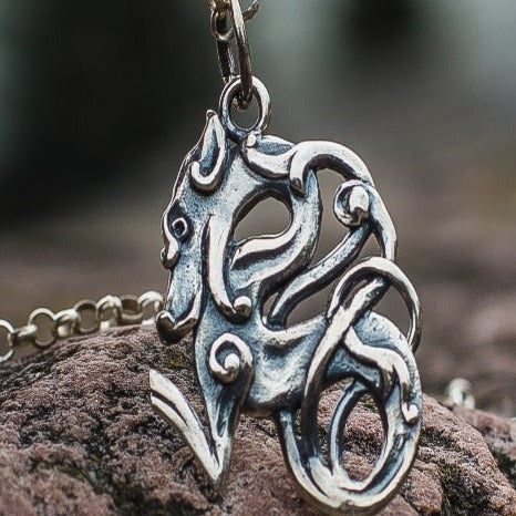 Celtic Wolf Ornament Sterling Silver Animal Pendant-1