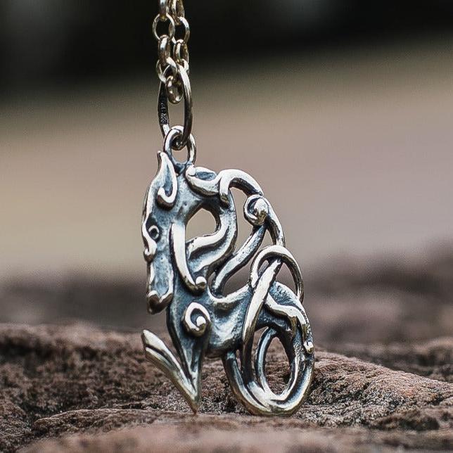 Celtic Wolf Ornament Sterling Silver Animal Pendant-2