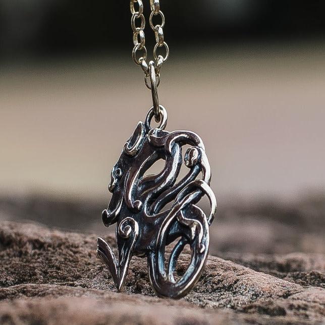 Celtic Wolf Ornament Sterling Silver Animal Pendant-3