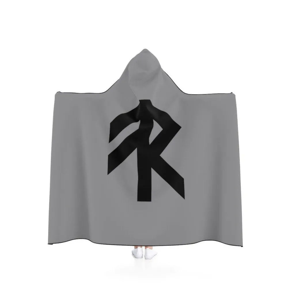 Gray Viking Energy Rune Symbol Hooded Blanket-1-Viking Warrior