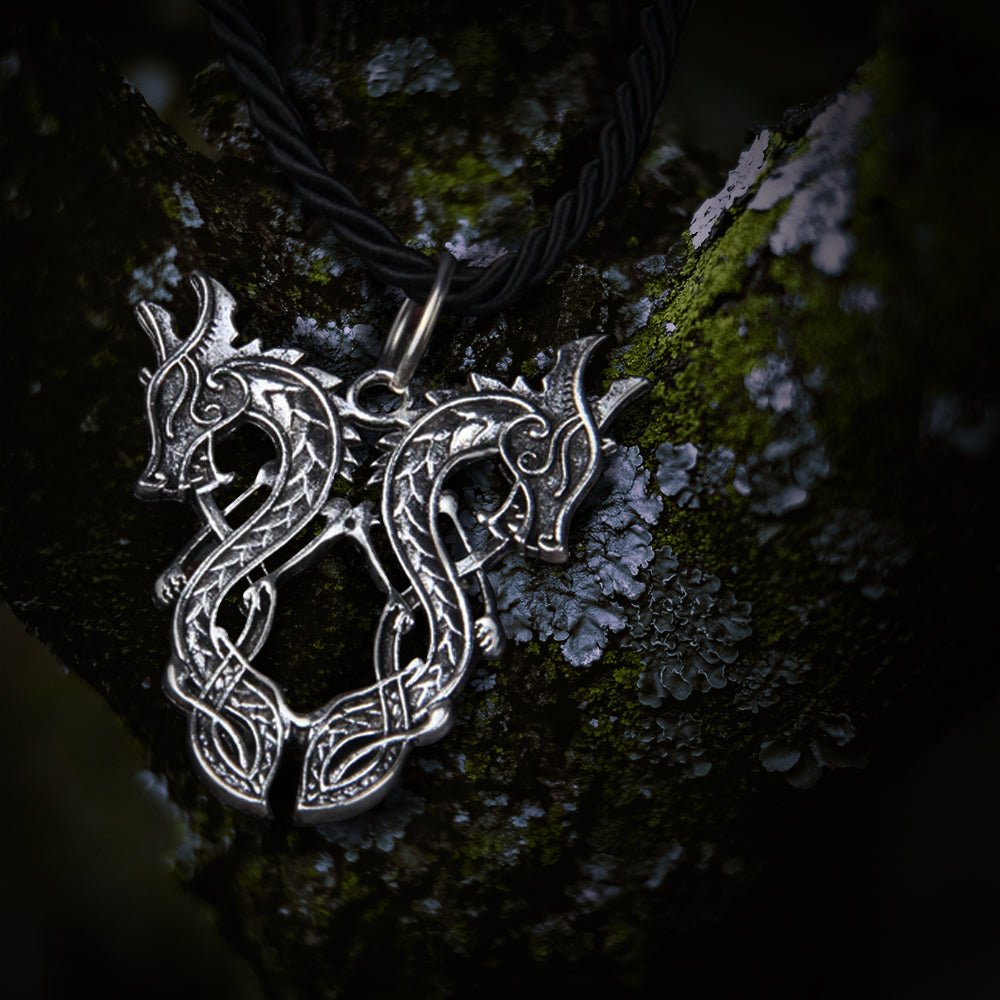 Double Dragon Slavic Viking Necklace