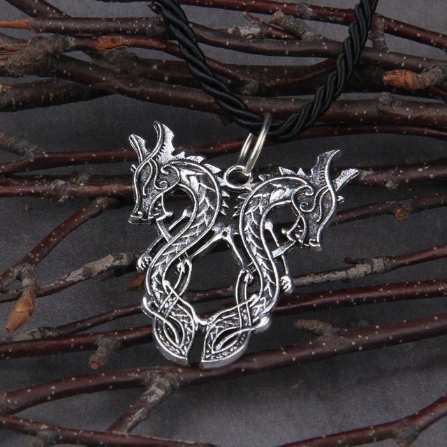  Double Dragon Slavic Viking Necklace