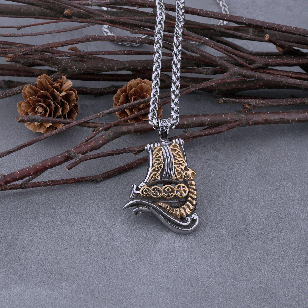 Dragon Boat Stainless Steel Viking Necklace-4