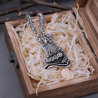 Dragon Boat Stainless Steel Viking Necklace-5