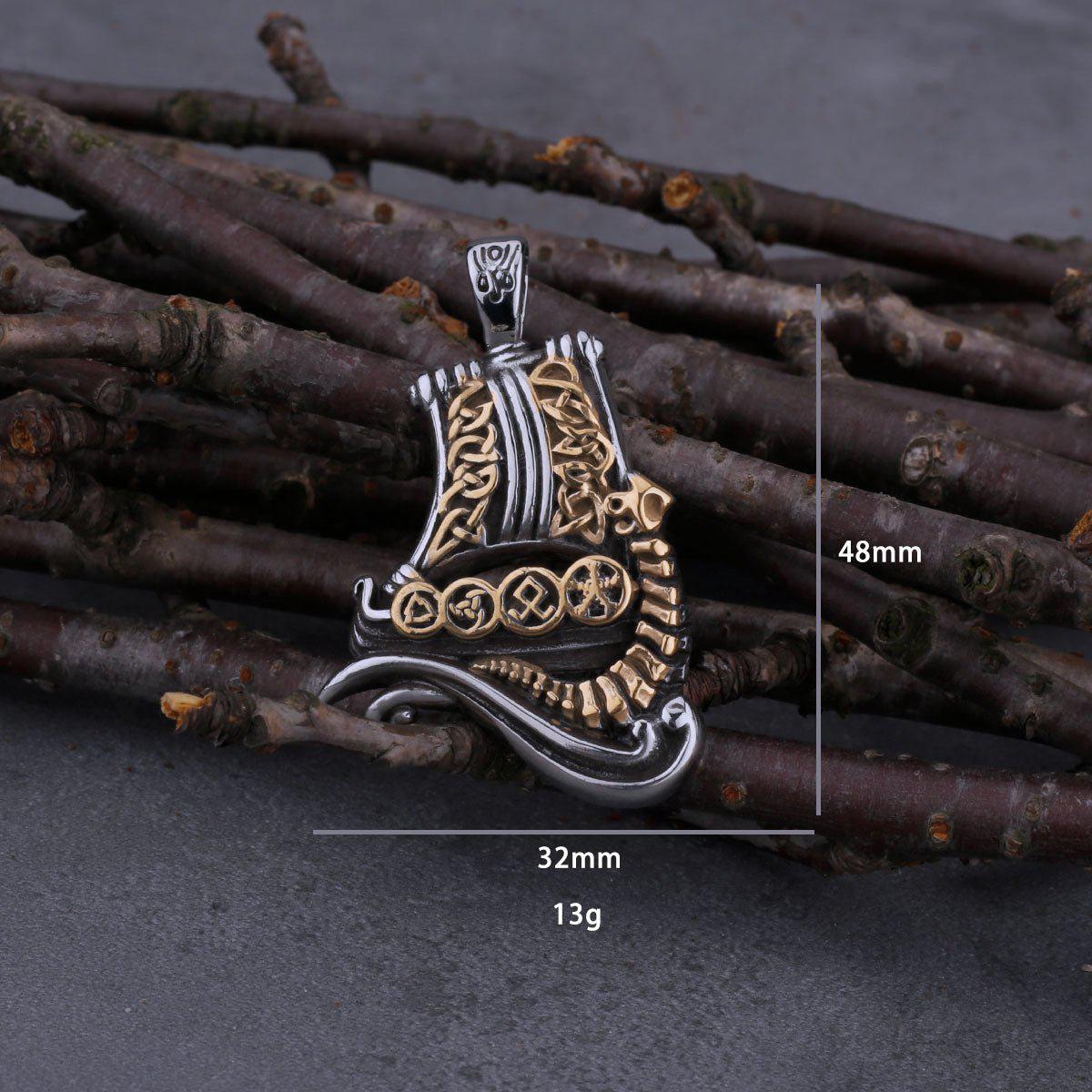 Dragon Boat Stainless Steel Viking Necklace-8
