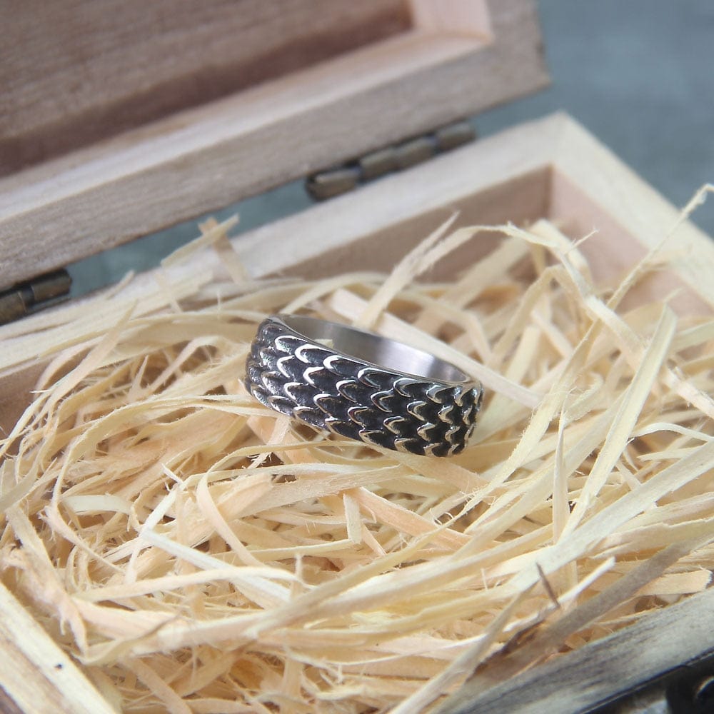 Dragon Scale Viking Steel Ring