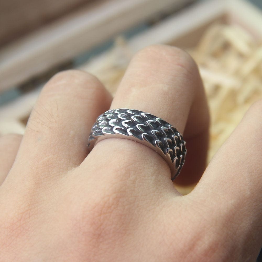 Dragon Scale Viking Steel Ring