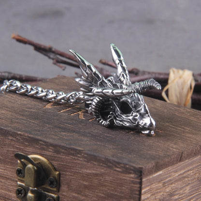 Dragon Skull Steel Vikings Necklace