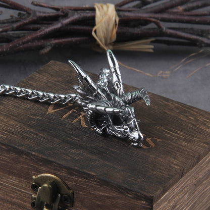 Dragon Skull Steel Vikings Necklace
