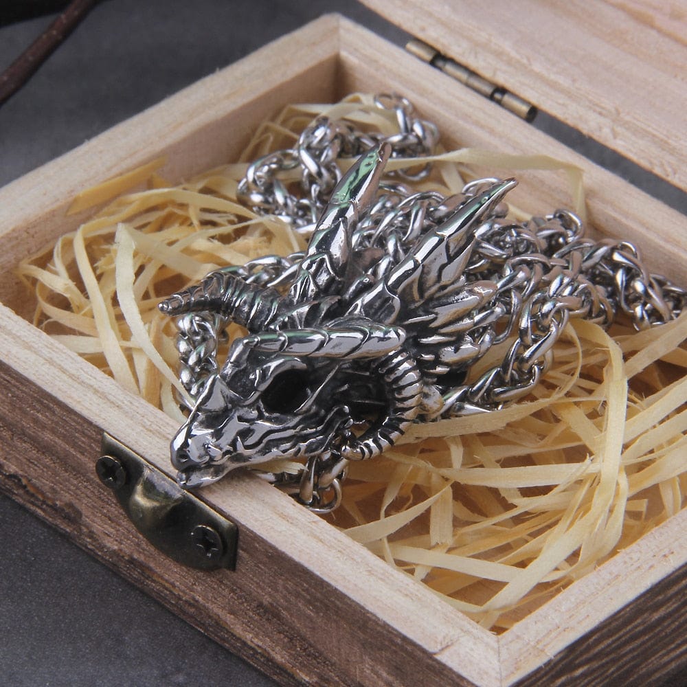 Dragon Skull Steel Vikings Necklace