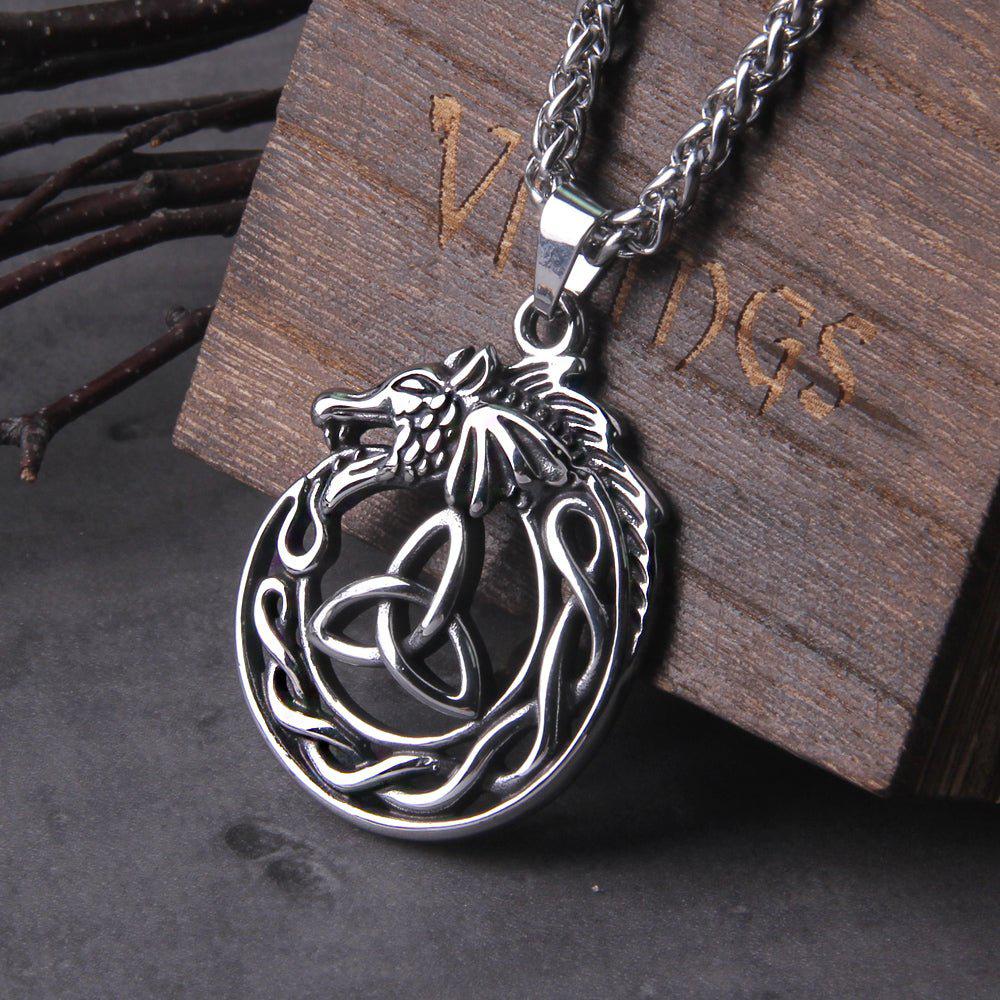  Dragon Stainless Steel Necklace with Pendant Triangle 