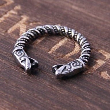 Dragon Twisted Vikings Steel Torc Ring