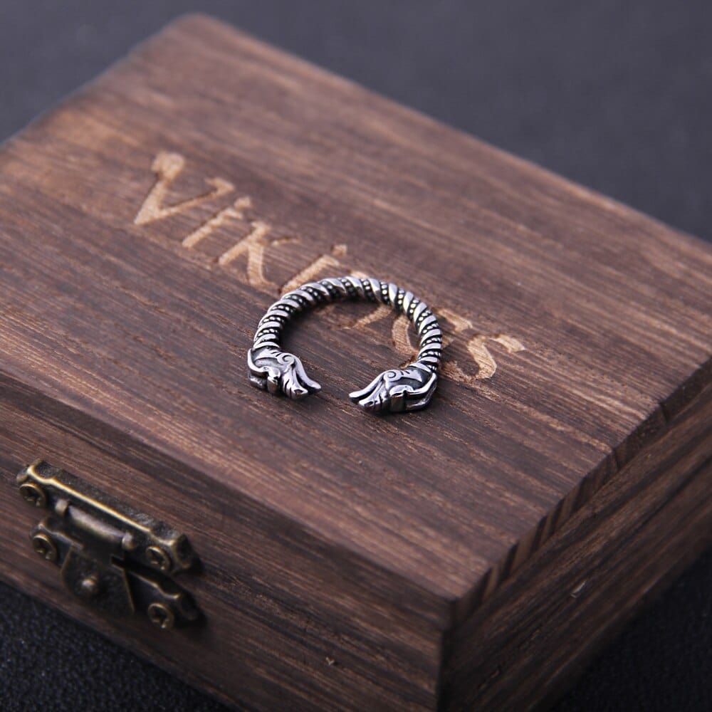 Dragon Twisted Vikings Steel Torc Ring