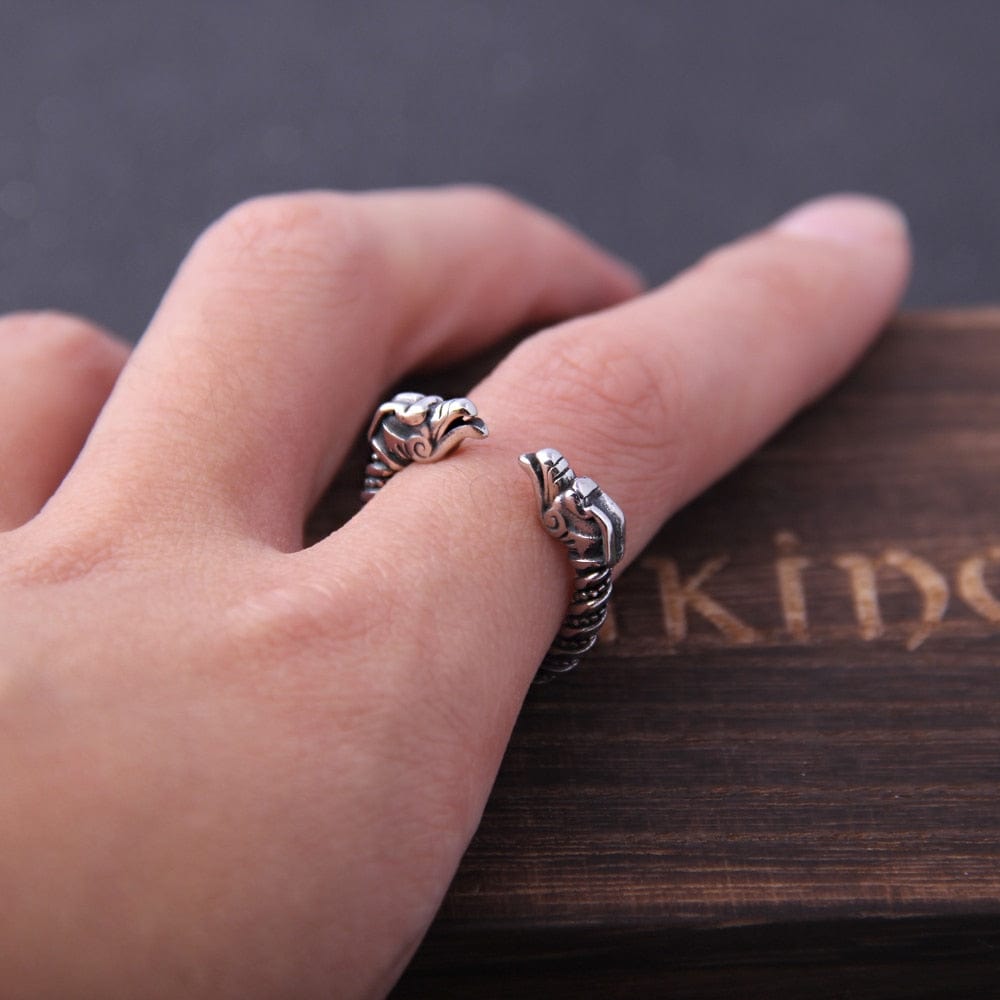 Dragon Twisted Vikings Steel Torc Ring