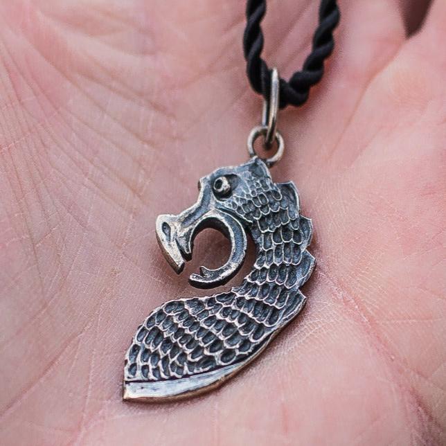 Drakkar The Head of Viking Boat Pendant Sterling Silver Unique Viking Ship Necklace-1