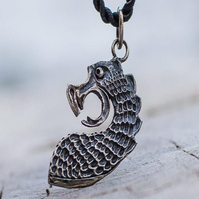 Drakkar The Head of Viking Boat Pendant Sterling Silver Unique Viking Ship Necklace-2