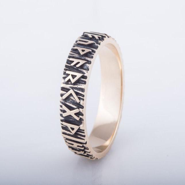 Elder Futhark Runes Ring Bronze Viking Jewelry-5