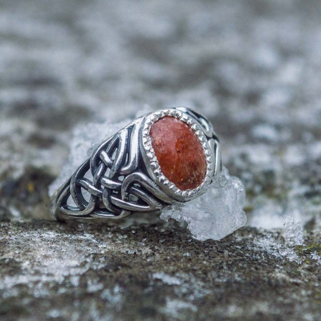 Fashion with Sunstone Ring Sterling Silver Unique Handmade Jewelry-1