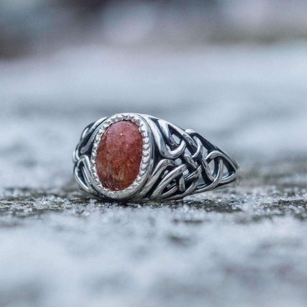 Fashion with Sunstone Ring Sterling Silver Unique Handmade Jewelry-3
