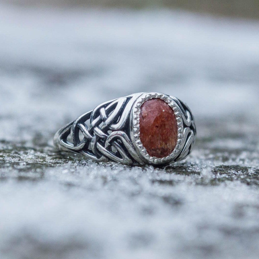 Fashion with Sunstone Ring Sterling Silver Unique Handmade Jewelry-4