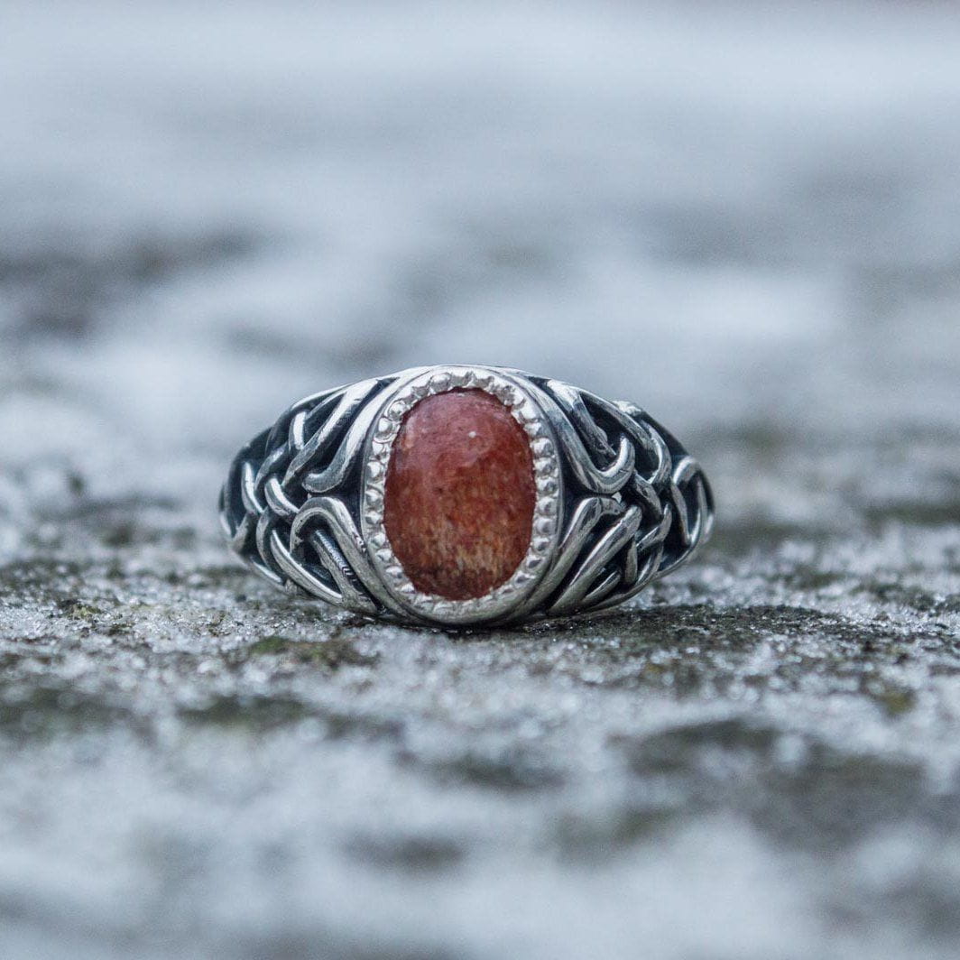 Fashion with Sunstone Ring Sterling Silver Unique Handmade Jewelry-5