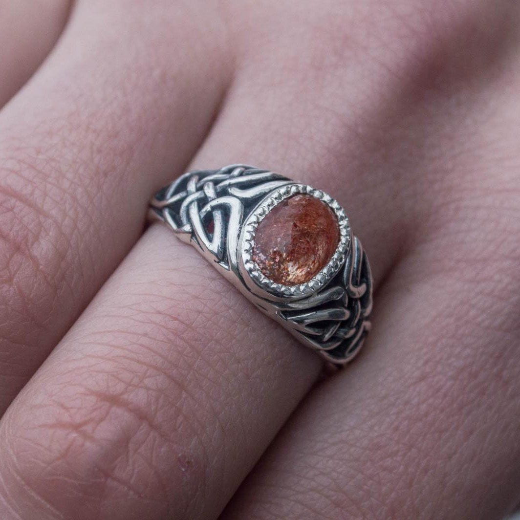 Fashion with Sunstone Ring Sterling Silver Unique Handmade Jewelry-6
