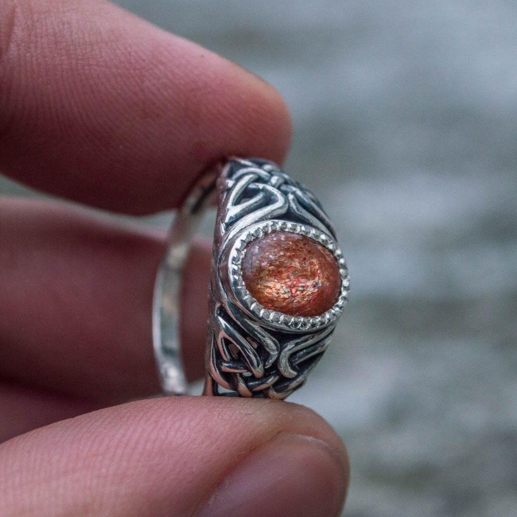 Fashion with Sunstone Ring Sterling Silver Unique Handmade Jewelry-7