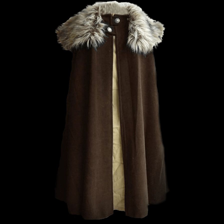 Faux Fur Collar Viking Wool Cloak