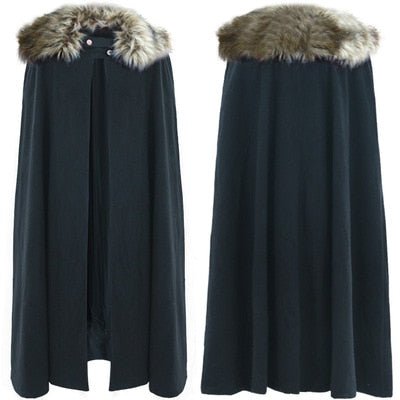 Viking Faux Fur Collar Wool Cloak