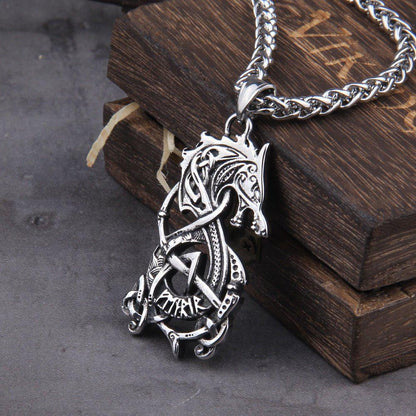 Fenrir Knotwork Viking Necklace and Medallion Talisman