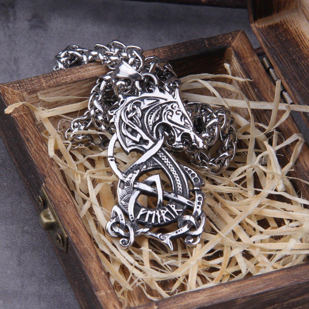 Fenrir Knotwork Viking Necklace and Medallion Talisman