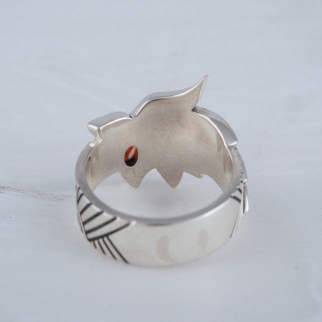 Fenrir Ring with Gem Sterling Silver Unique Norse Jewelry-5